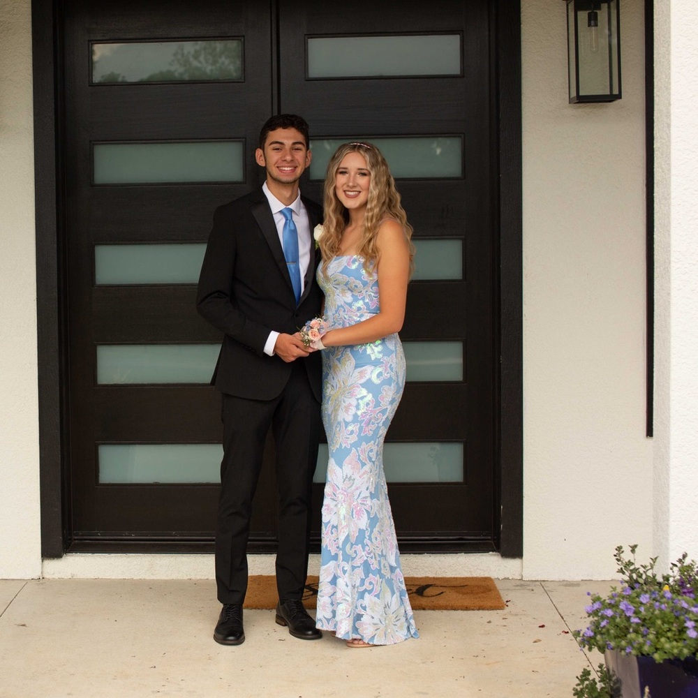 Light blue sequin B. Darlin Prom Dress size 9/10